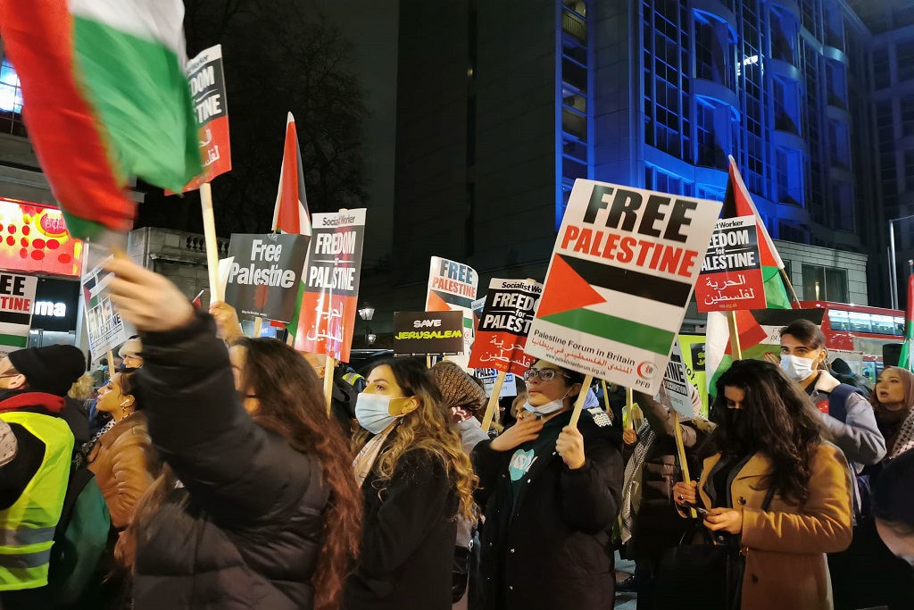 Protesters gather in London to condemn Israel’s ethnic cleansing of Palestinians
