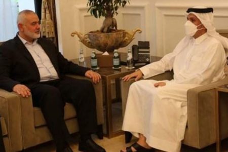 اسماعیل ھنیہ کی قیادت میں حماس کے وفد کی امیر قطر سے ملاقات